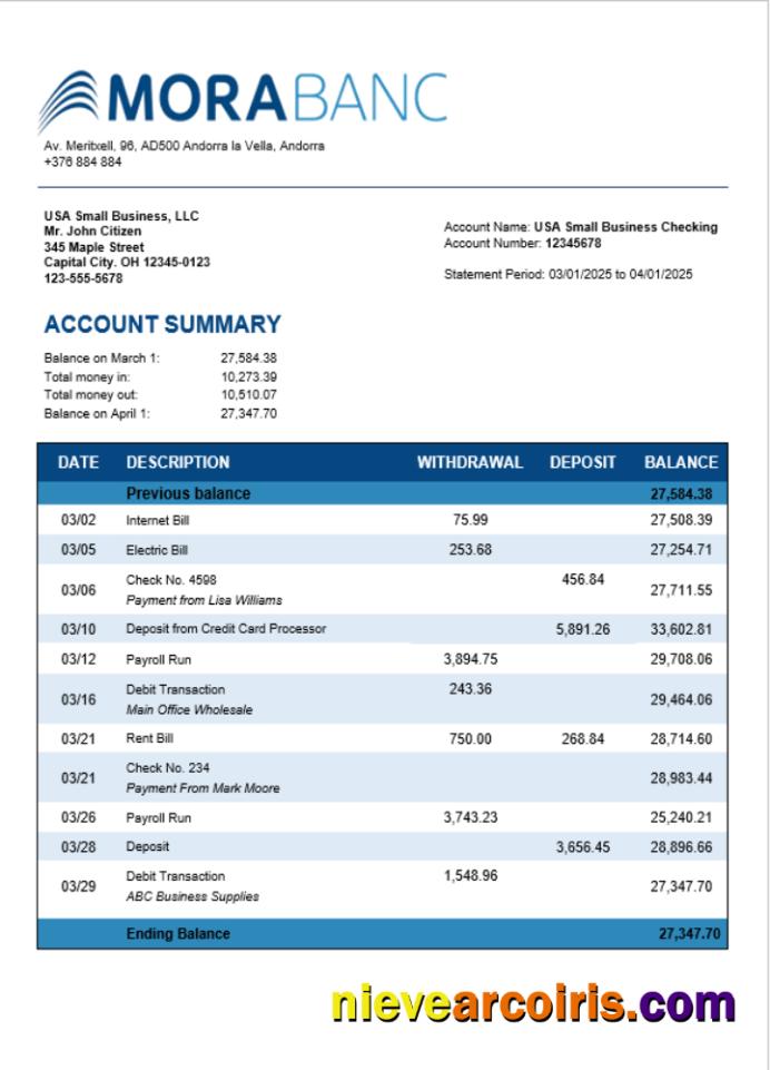 Morabank firm account statement